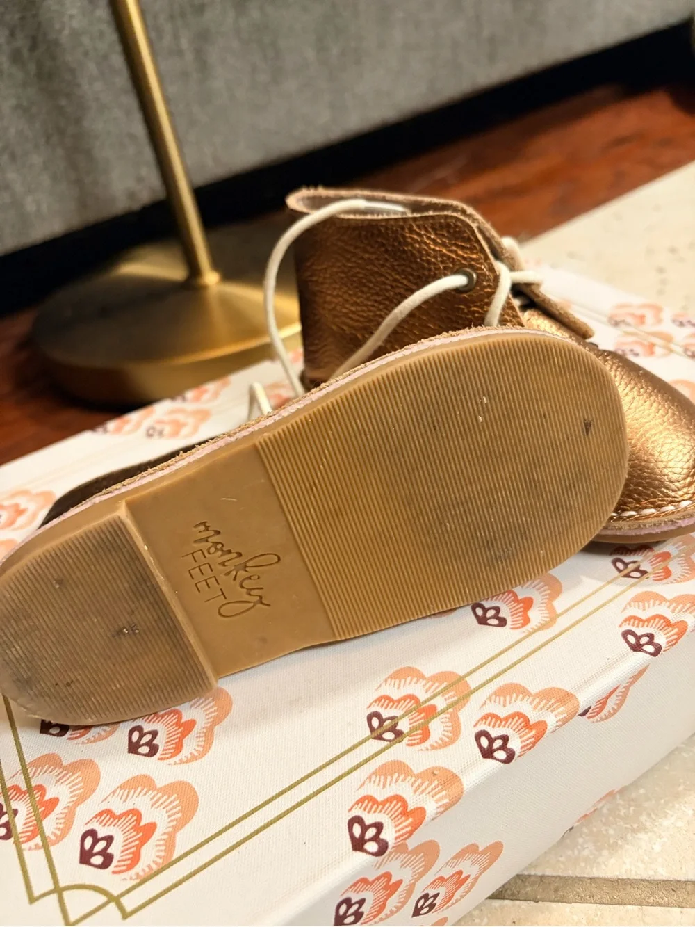 Metallic Bronze Kids Lace-Up Booties